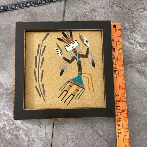 Navajo Sand Painting Native American Art Picture Cultural Spiritual 9.5” X 9.5” - Picture 9 of 9